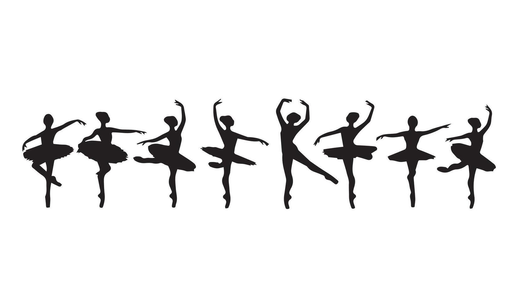 Set of ballerina silhouettes on white. vector