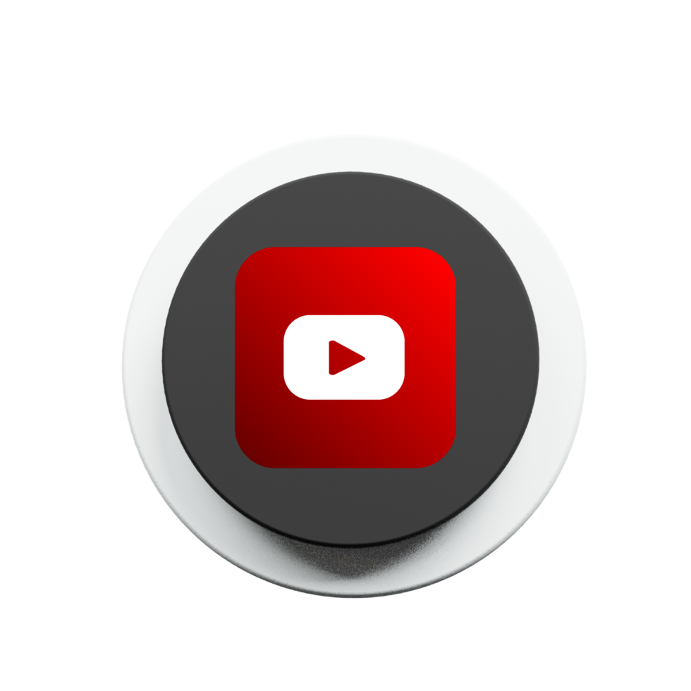 3D Render of YouTube Logo Icon with Glossy Red and White Design png