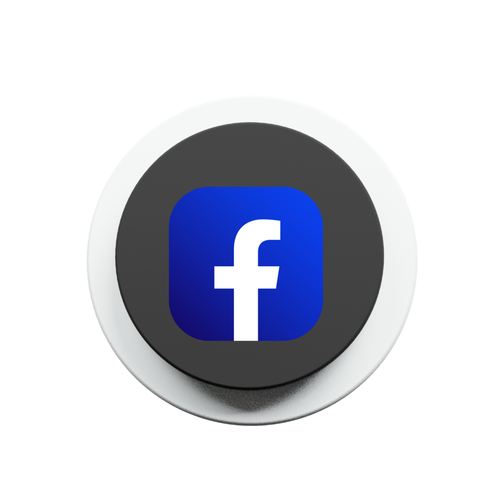 Facebook Logo with Light Reflection and Gradient Effect png