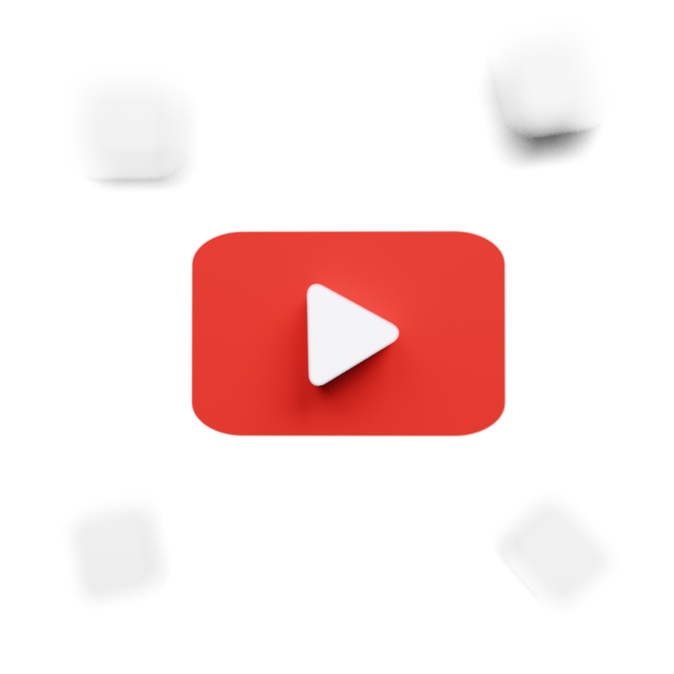 Creative 3D YouTube Logo with soft Effect png