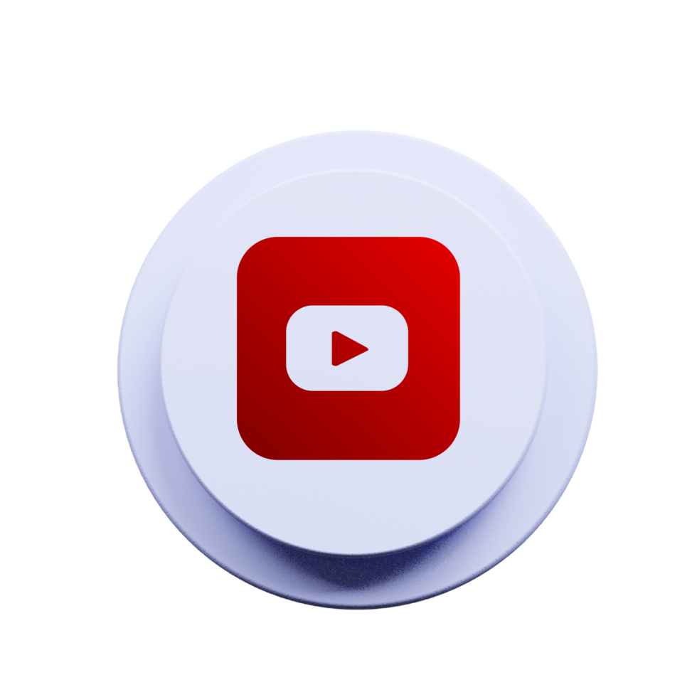 Minimalist 3D Render of YouTube Logo Icon for Digital Media Branding png