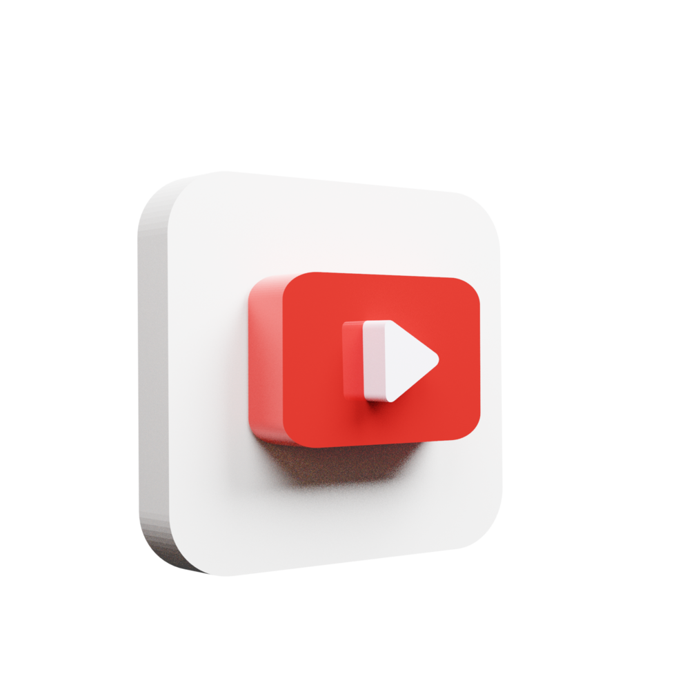 Youtube symbol 3d render icon png