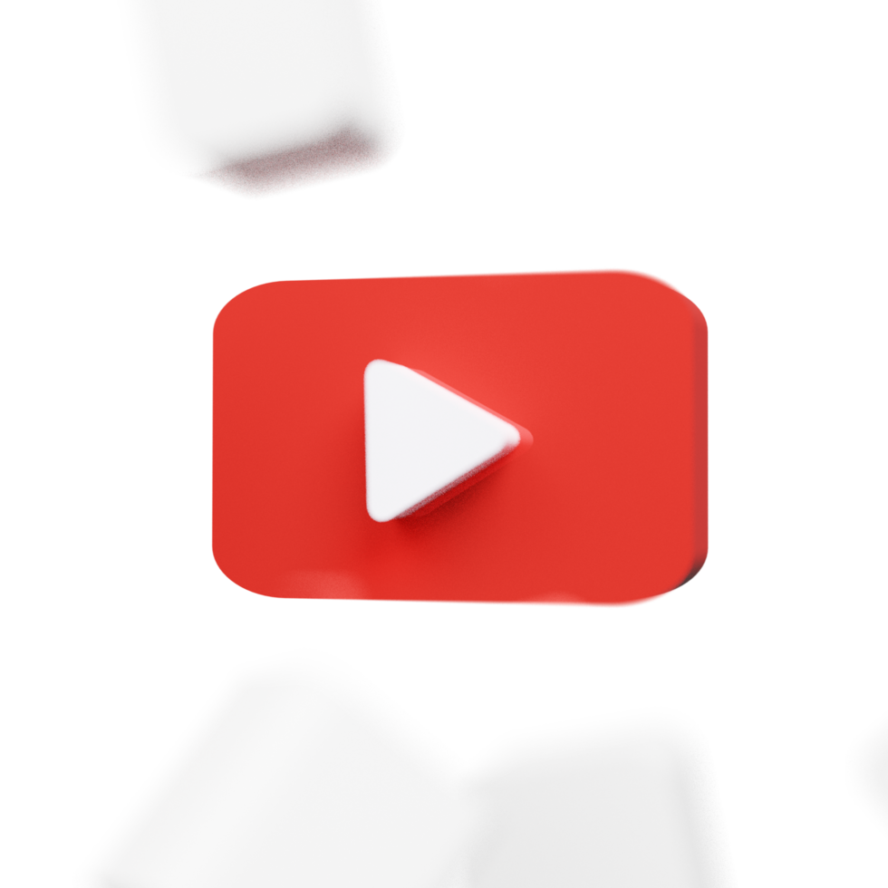 Dynamic YouTube Play Button 3D Render for Branding and Advertising png