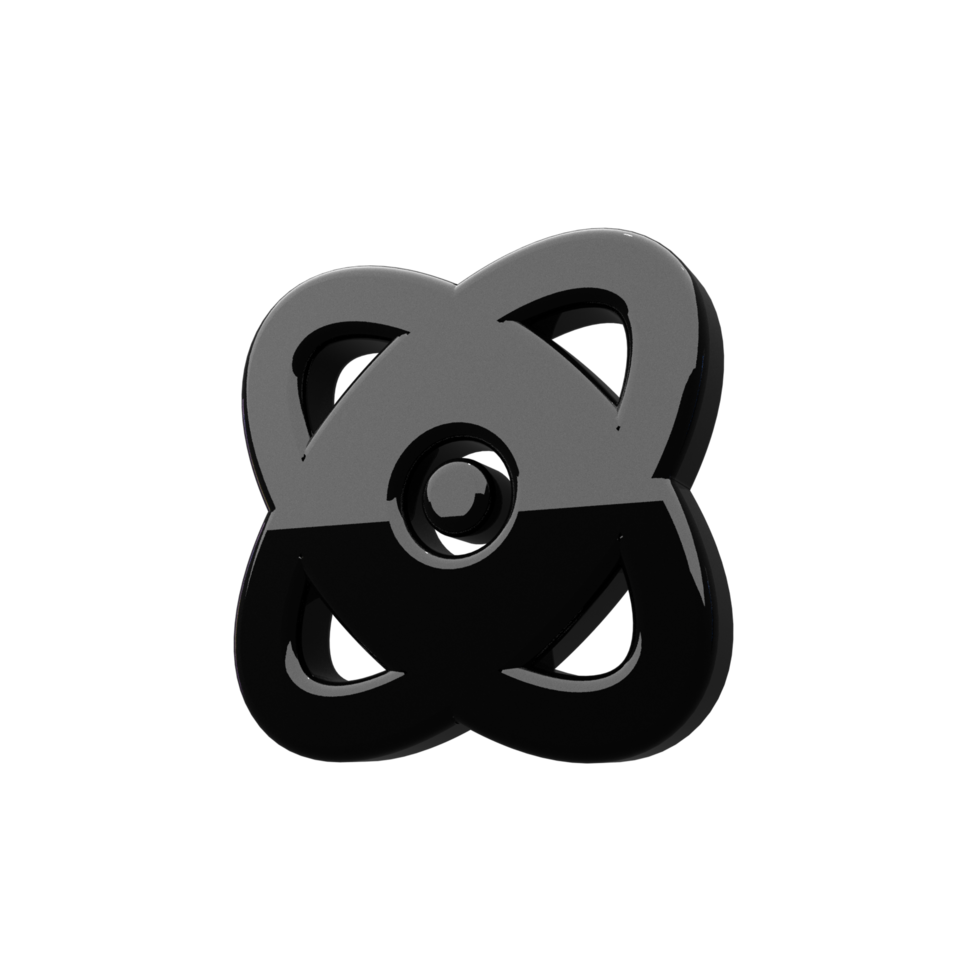 Black icon Atom 3d render png