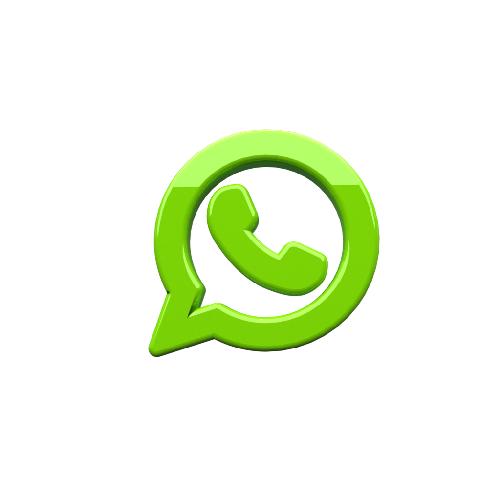 Shiny 3D WhatsApp Logo with Realistic Reflection png