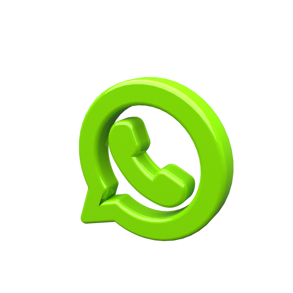 WhatsApp 3D Logo with Stylish Glass Reflection png