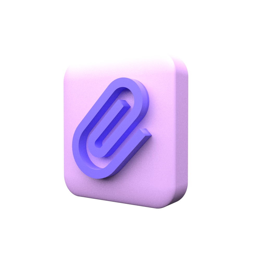 Attach icon 3d render blue color png