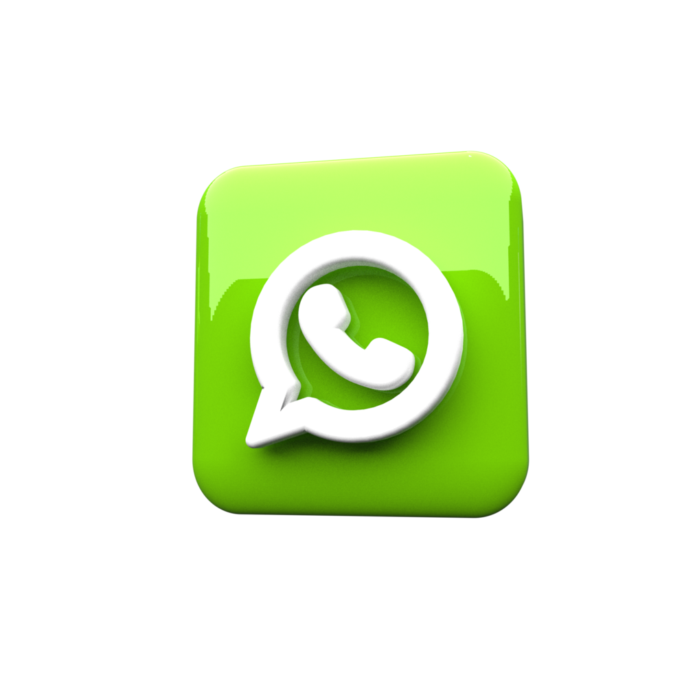WhatsApp 3D Logo with Shiny Surface and High Gloss png