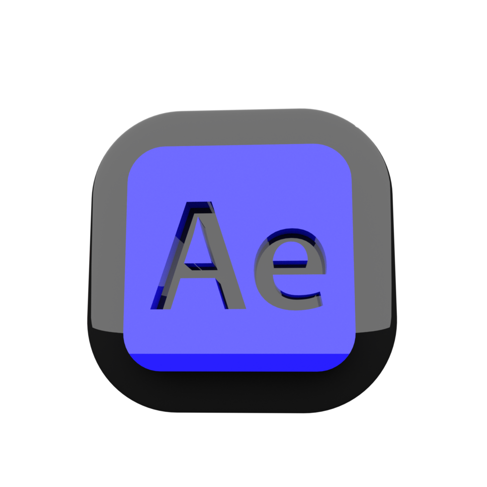 3d render icon After effect logo png