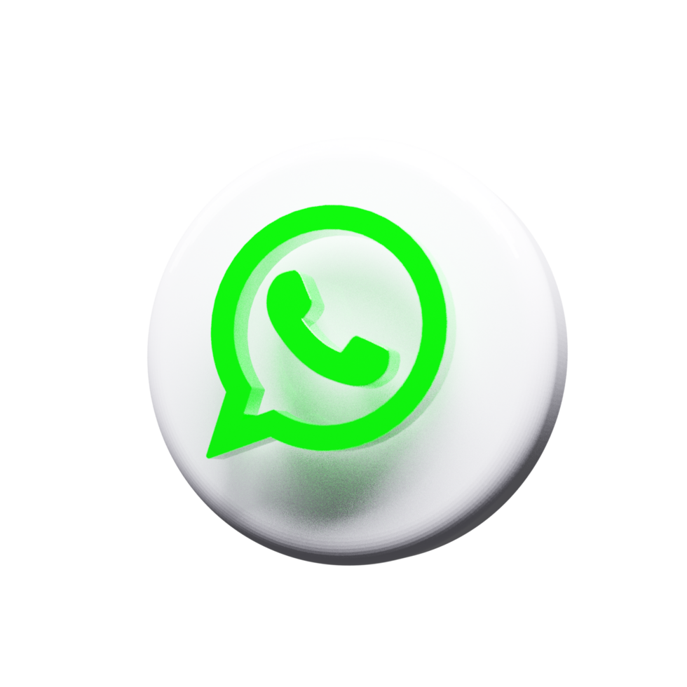Sleek 3D WhatsApp Logo with Glossy Green and White Design png