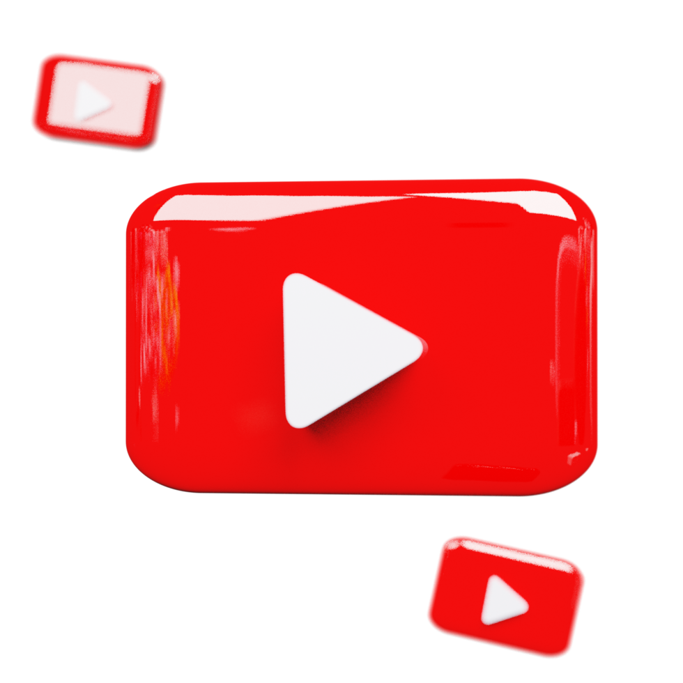 3D YouTube Logo with Light Reflection and Gloss Effect png