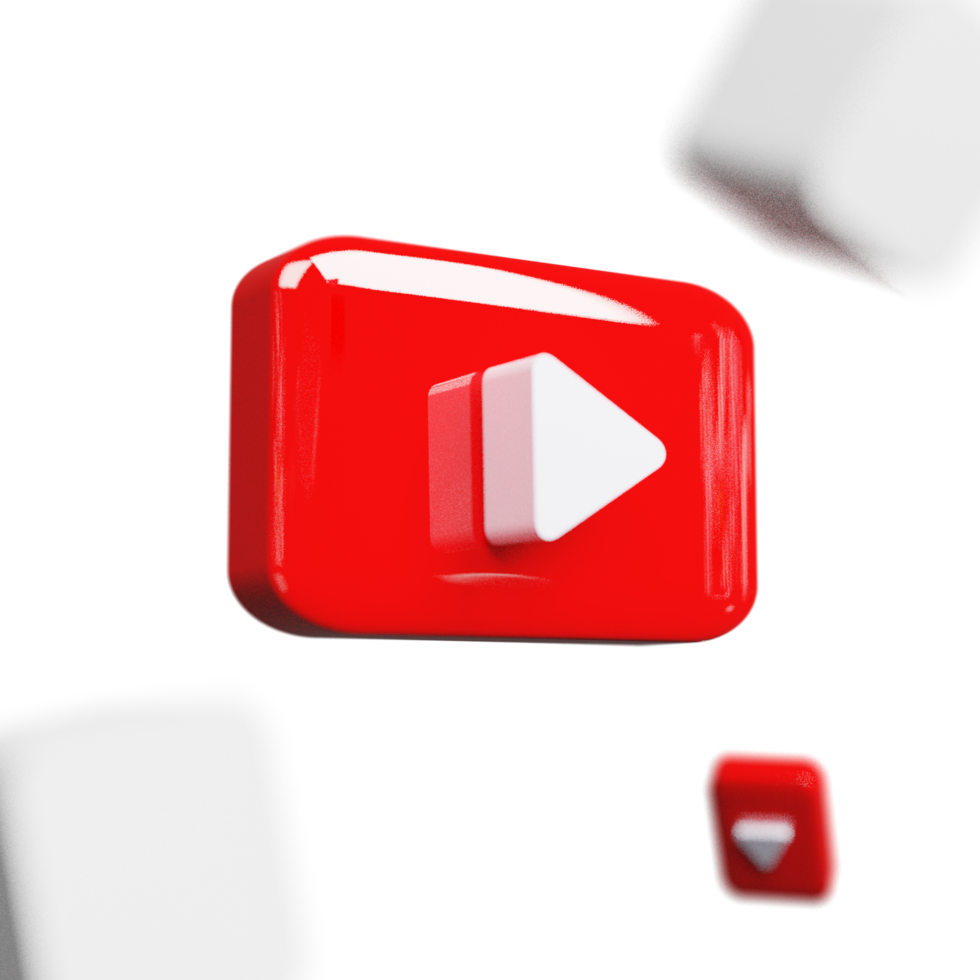 YouTube 3D Play Button Icon with Smooth png
