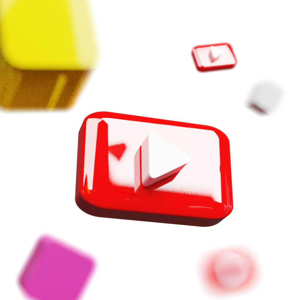 Realistic 3D YouTube Icon with Shiny Red and White Design png