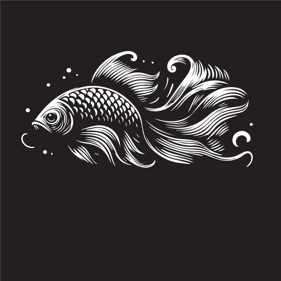 illustration of a fish on a black background vector