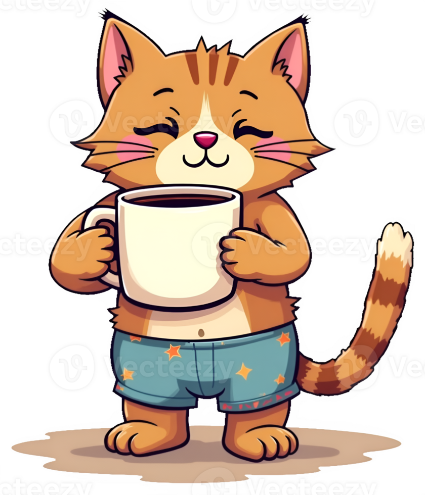 Sleepy Kitten And Coffee png