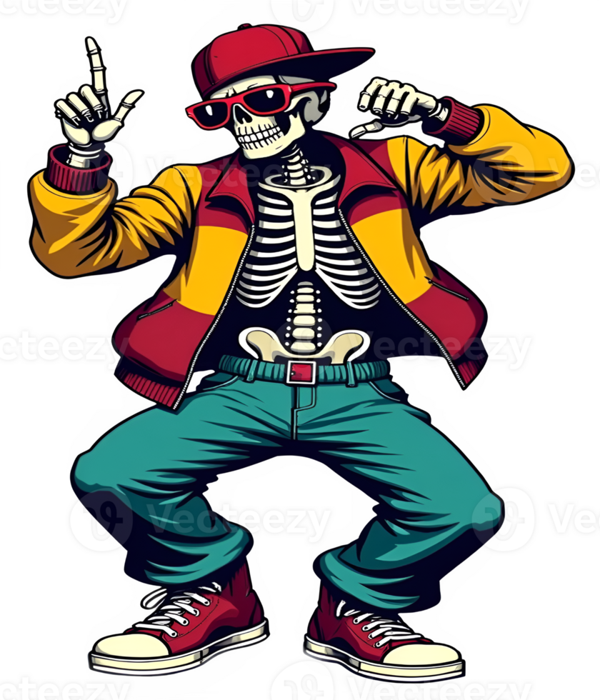 Dancing Skeleton Retro Cartoon png