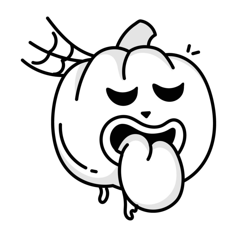 A doodle icon of halloween pumpkin with tongue out vector