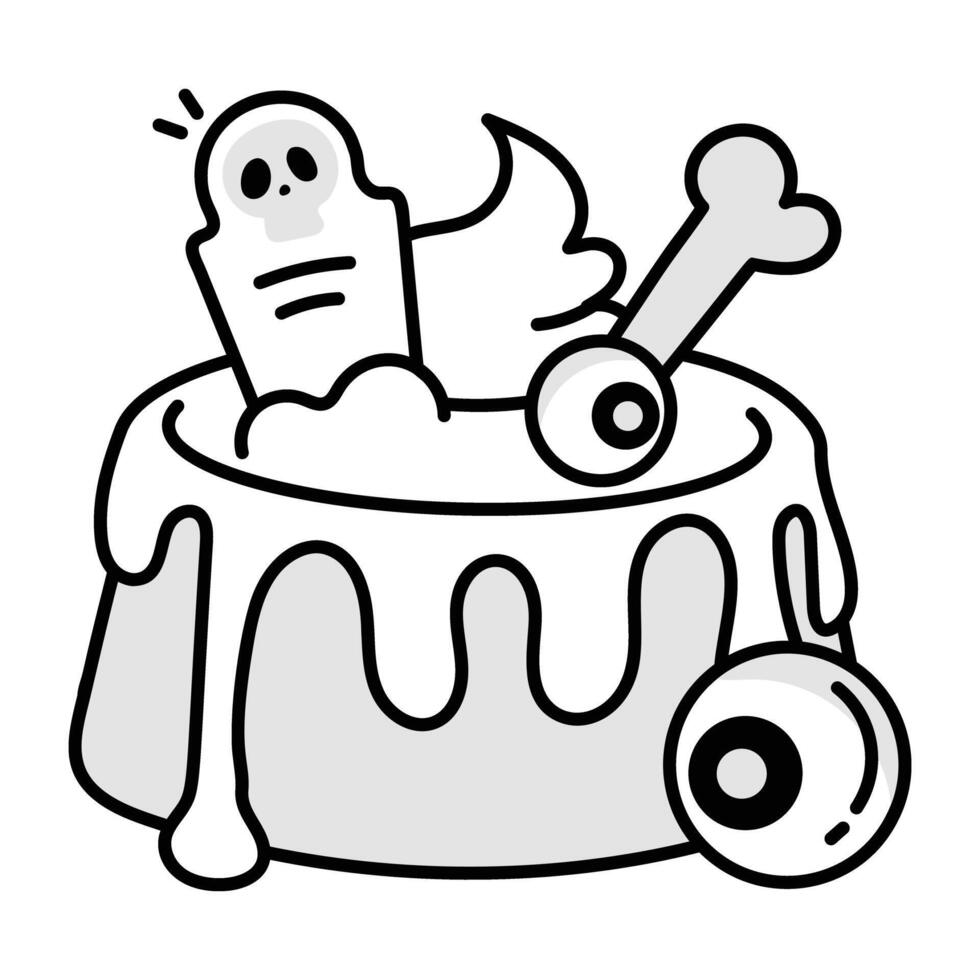 Doodle style icon of halloween soup bowl vector