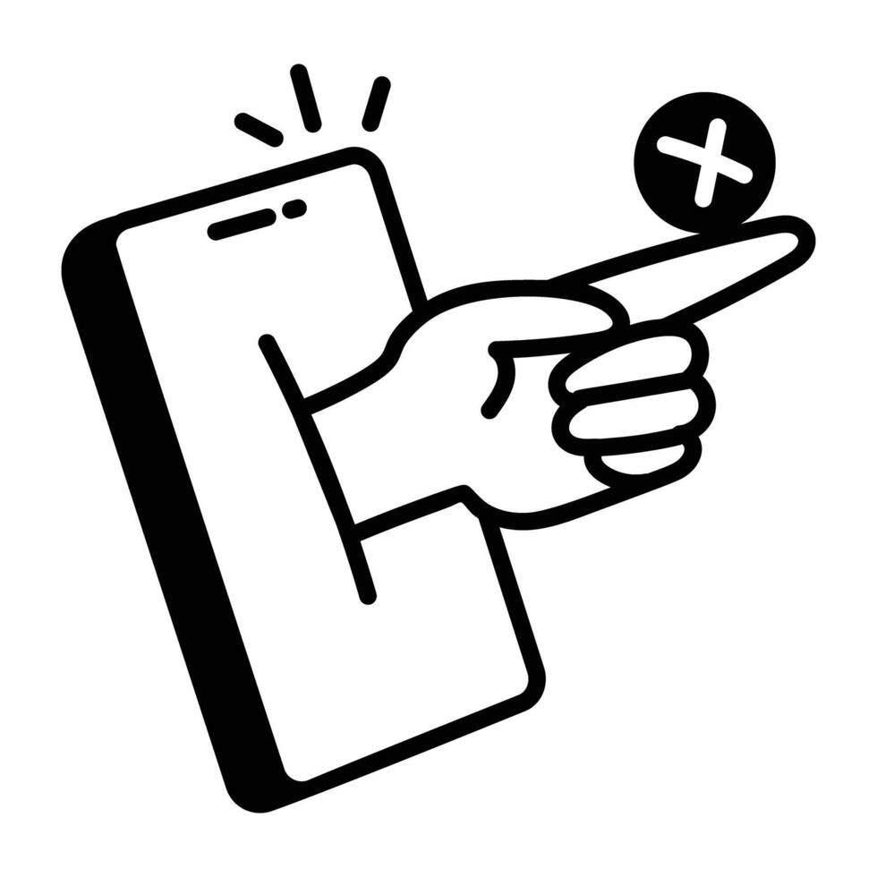 Doodle style icon of warning message vector