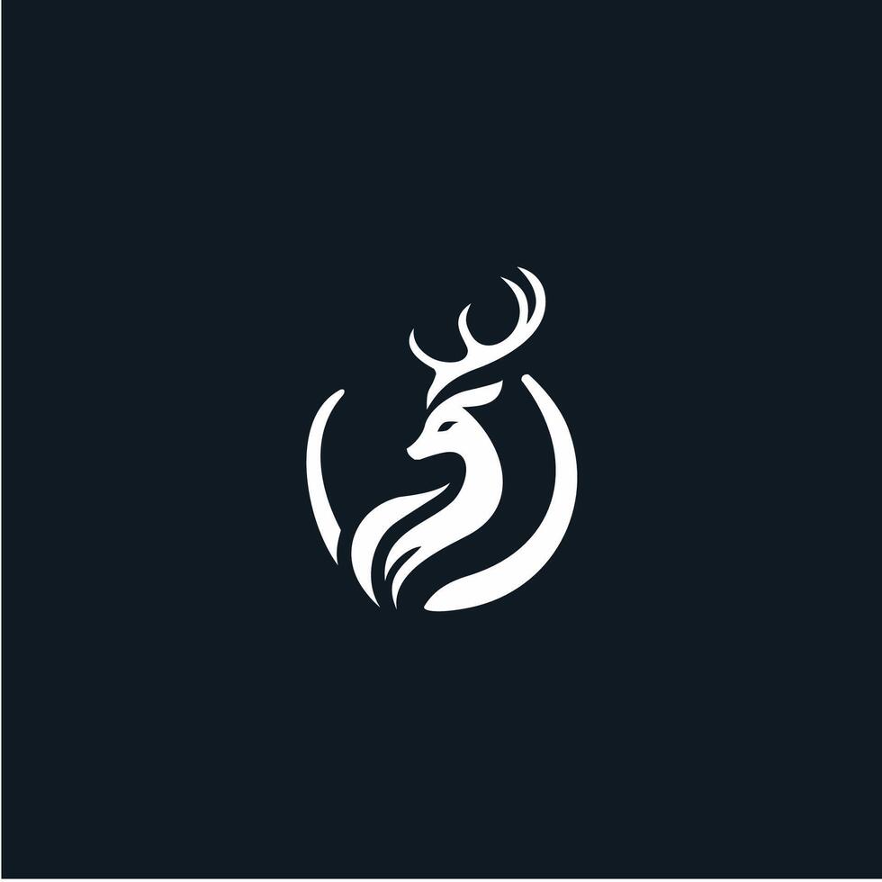 A deer head logo on a black background vector