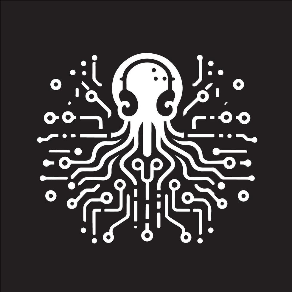 Octopus logo, electronic circuit board, electronic circuit board, electronic circuit board, electronic circuit board vector