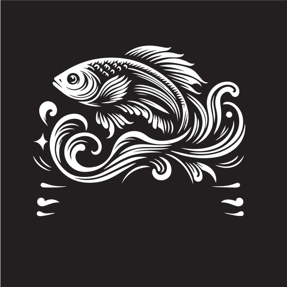 A fish with a swirl on a black background vector