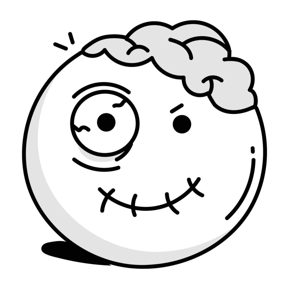 Hand drawn icon of stitched mouth halloween, spooky, mouth, zombie, ghoul, dead, stitched, scary, creepy, horror, doodle, drawing, sketchy, icon, , vector