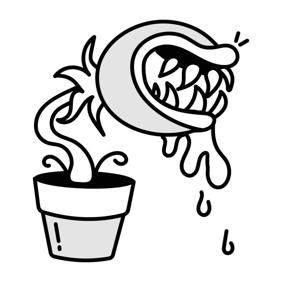 Hand drawn icon of carnivorous plant vector