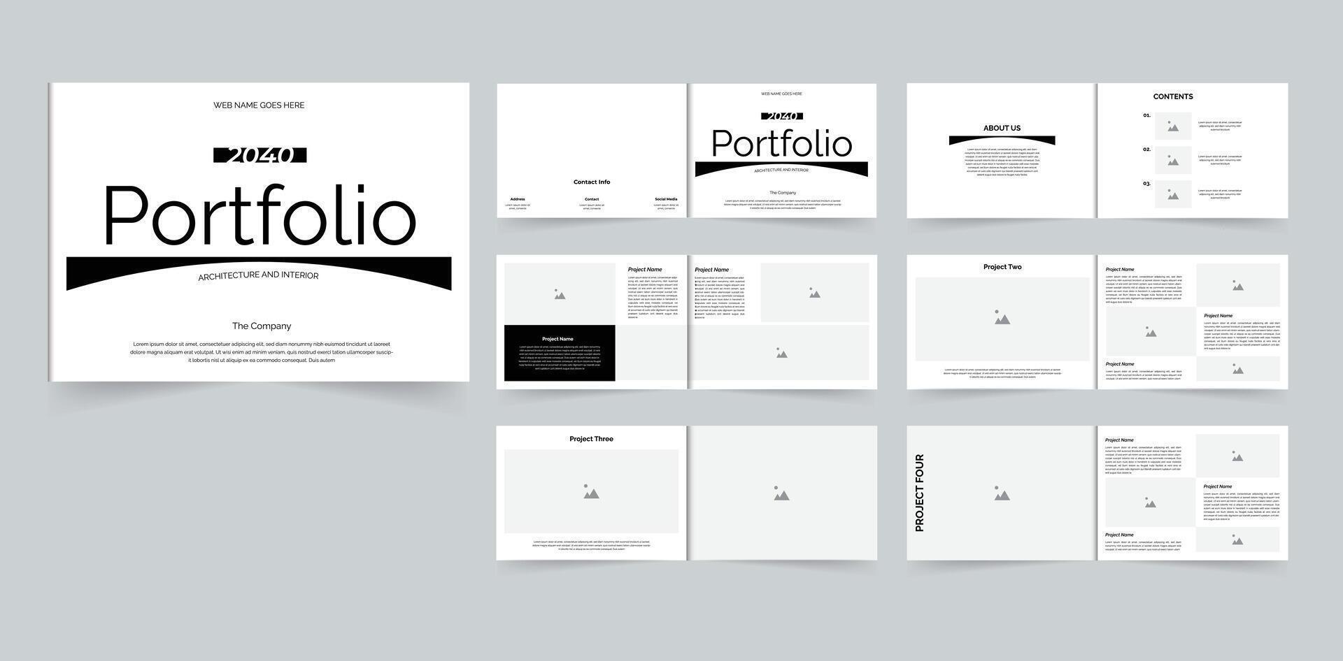 Architecture portfolio template or landscape portfolio layout design vector