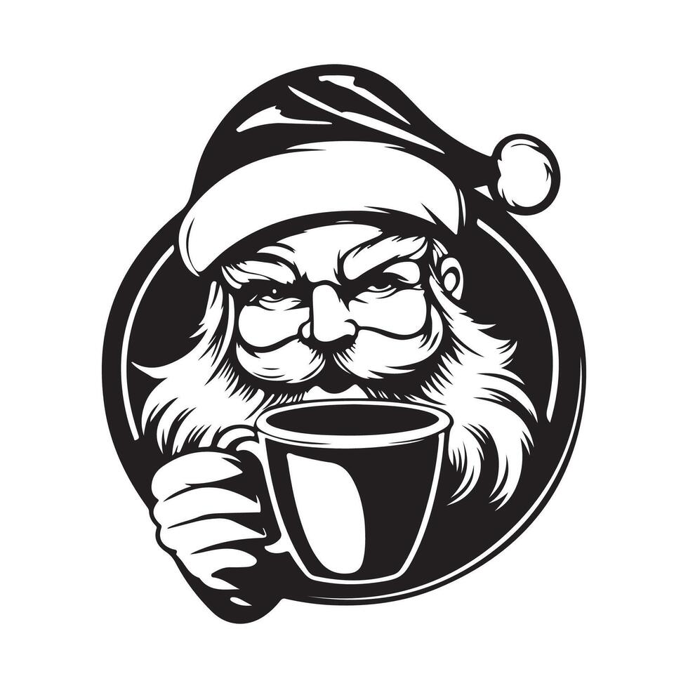 Design Santa Claus drinks coffee stock Image isolated on white background vector