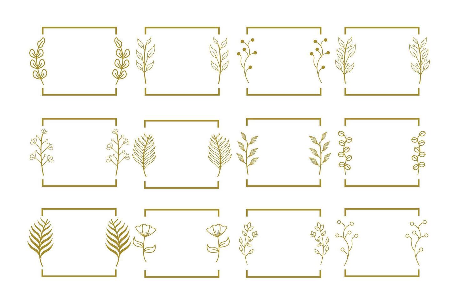 Gold frame floral design elements vector