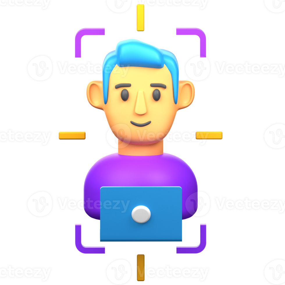 3D Face recognition illustration png