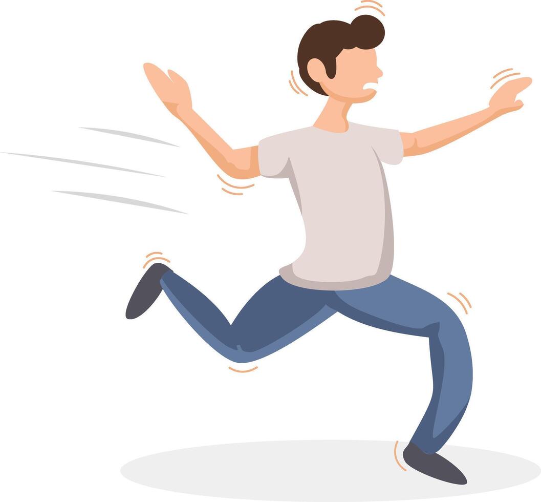 man cartoon running scared illustration vector