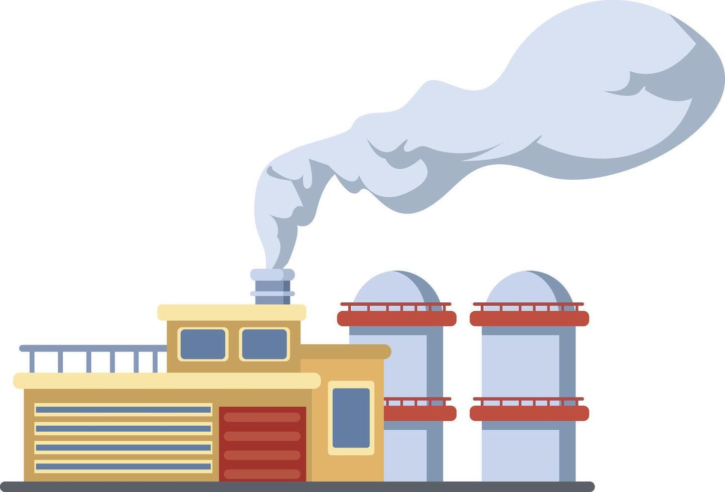 Industrial Factory Emitting Smoke Illustration with Chimney vector