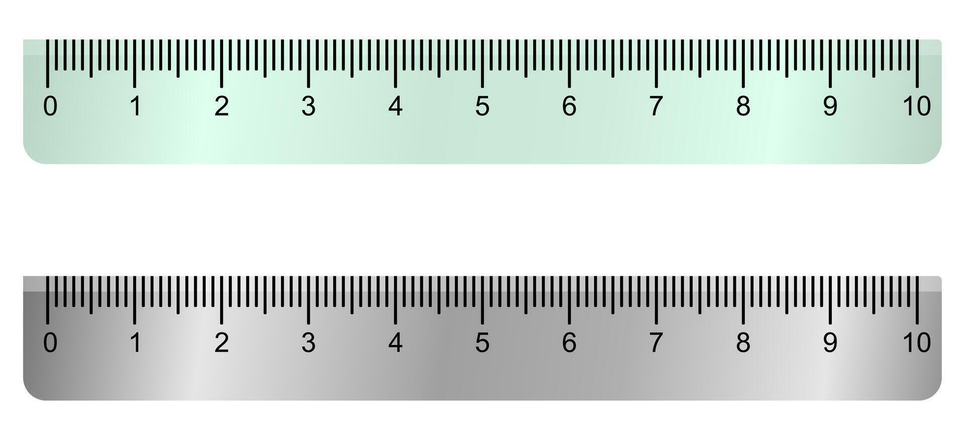 ruler 10 cm plastic and stainless steel, measuring tool vector