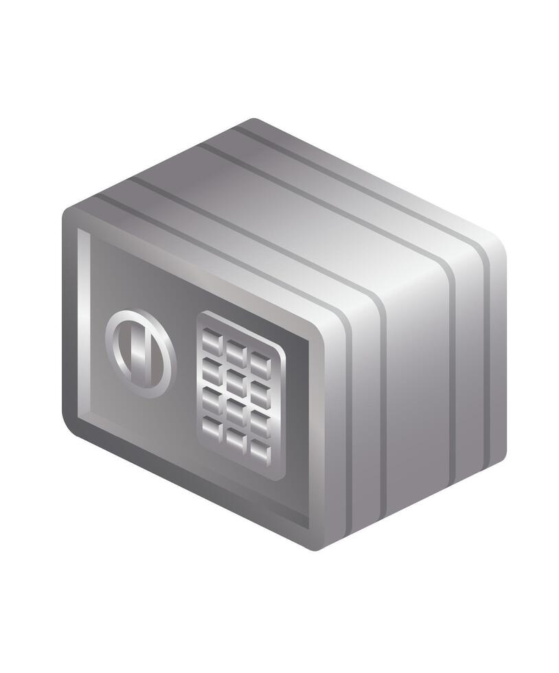 Isometric gray safe. Object isolated on white background. Icon of security. vector