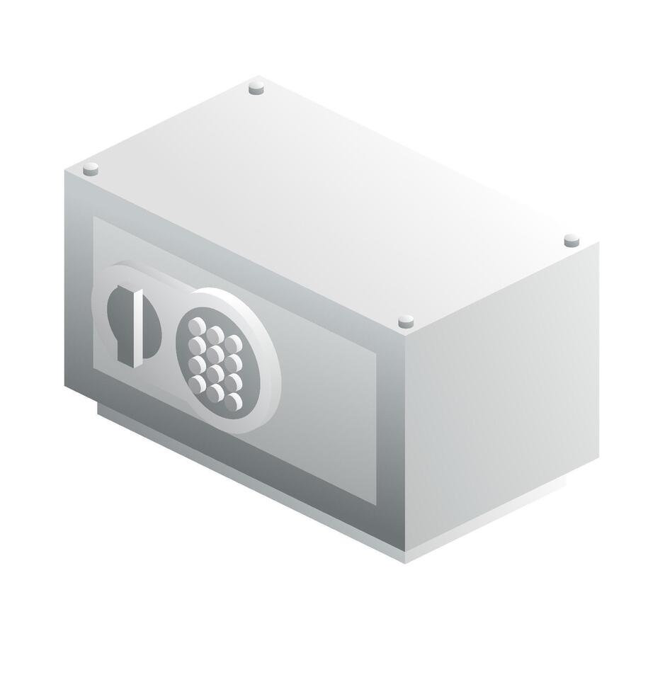 Isometric gray safe. Object isolated on white background. Icon of security. vector