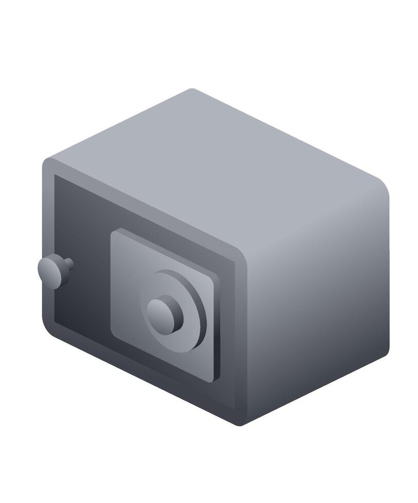 Isometric gray safe. Object isolated on white background. Icon of security. vector