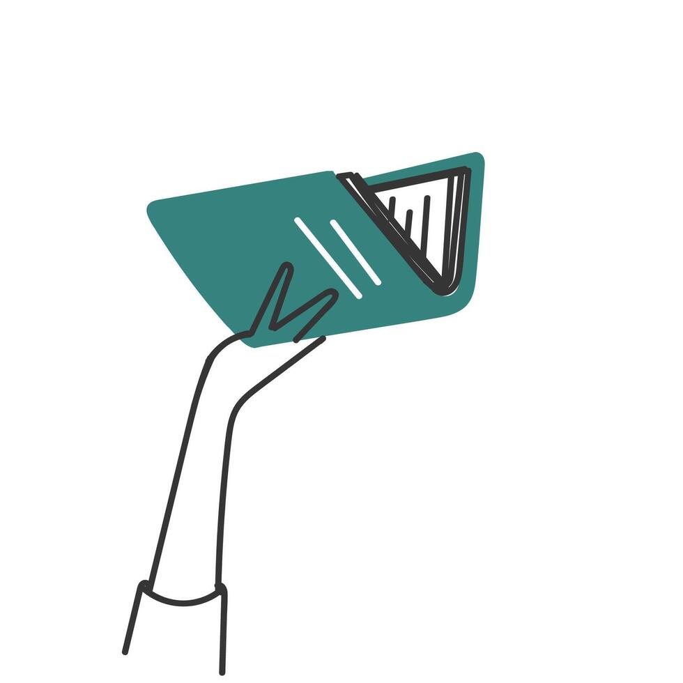 hand holding a book with a green cover vector