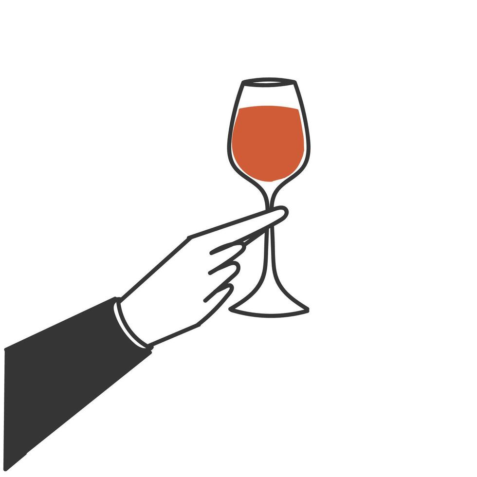 a hand holding a glass of wine vector