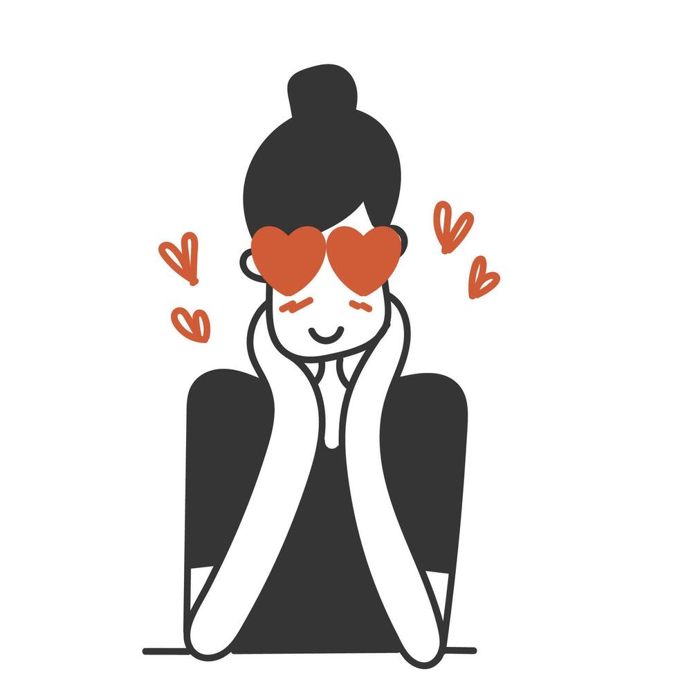 a woman with heart shaped on her eyes vector