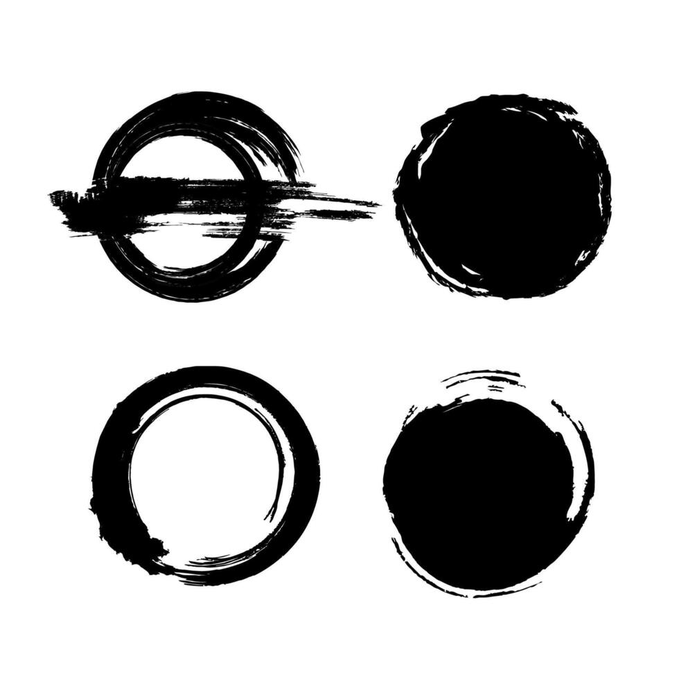Set of grunge circle brush strokes illustration vector