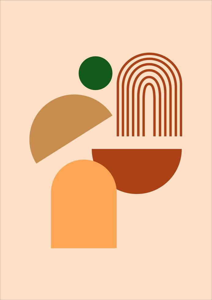 An abstract illustration of a person with a hat and a green and orange object vector