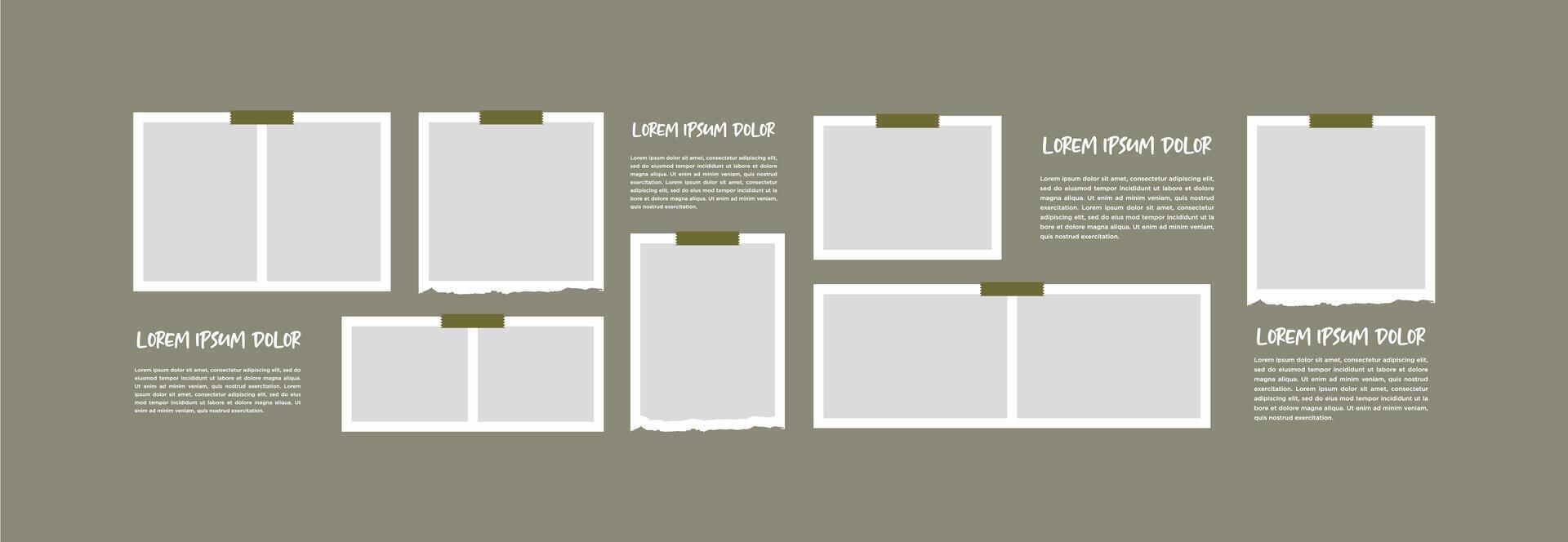 Collage photo effect with text template vector