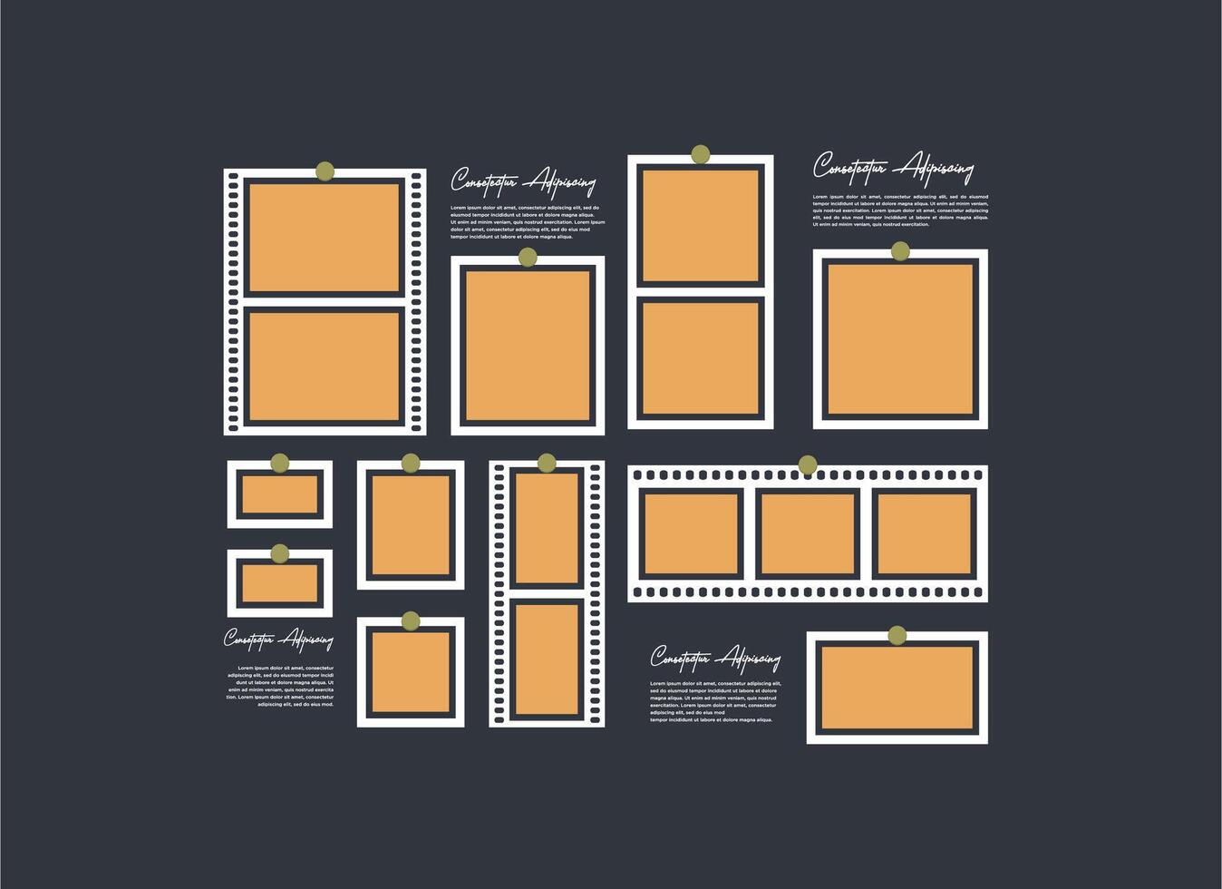 abstract photo frames and digital photo wall template vector