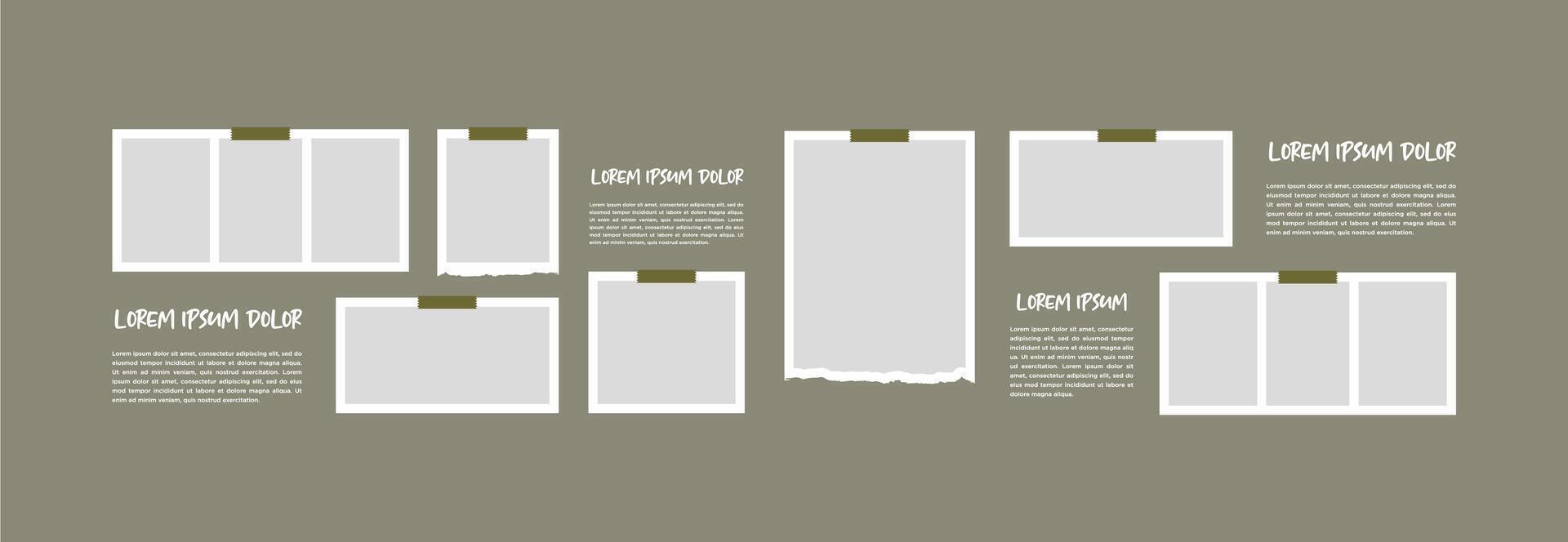 Collage photo frames set with text vector