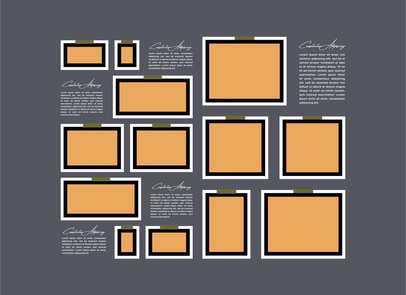 grid layout abstract photo frames template vector
