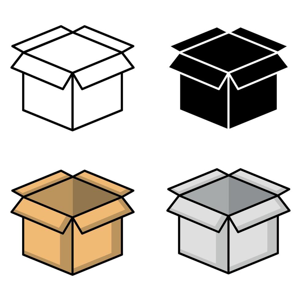 Delivery cardboard box icon set vector