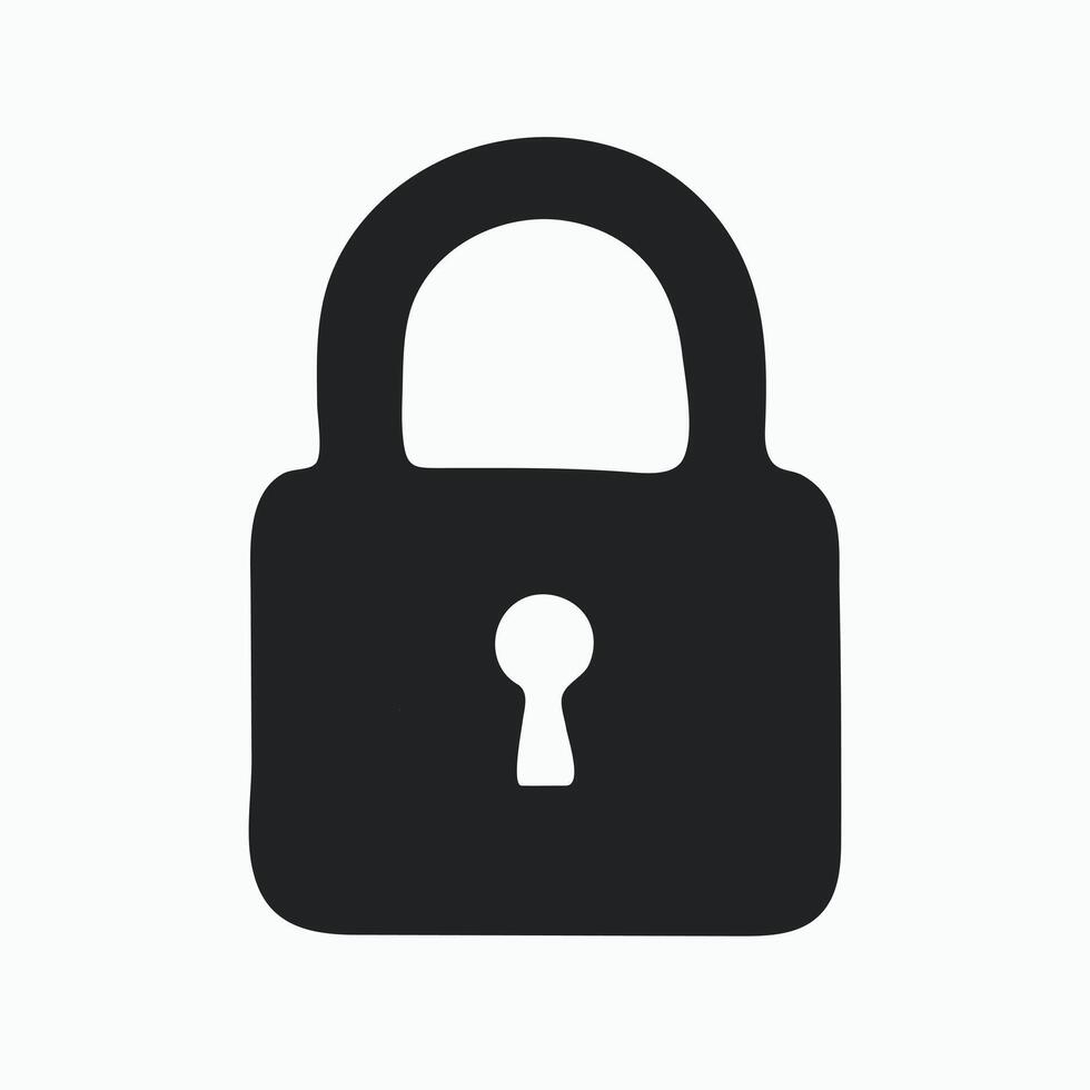 black silhouette lock icon vector
