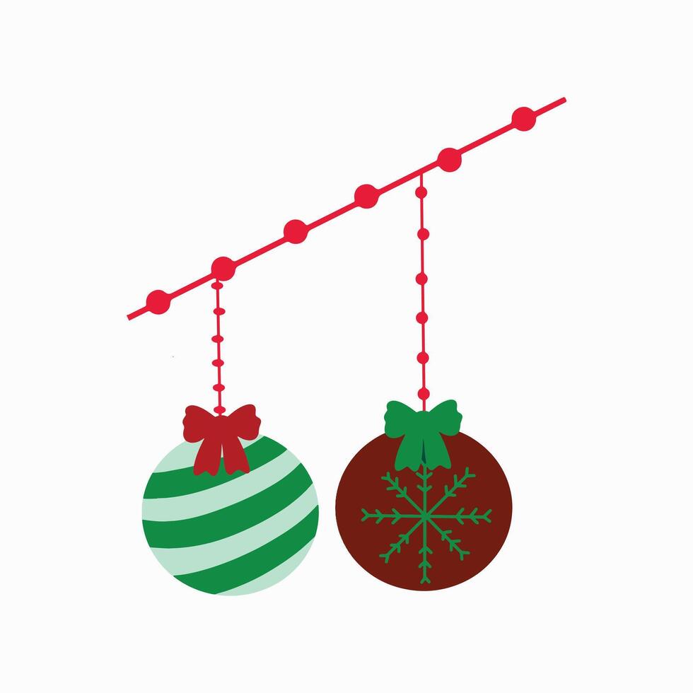 a christmas ornament with a red ribbon and a green vector